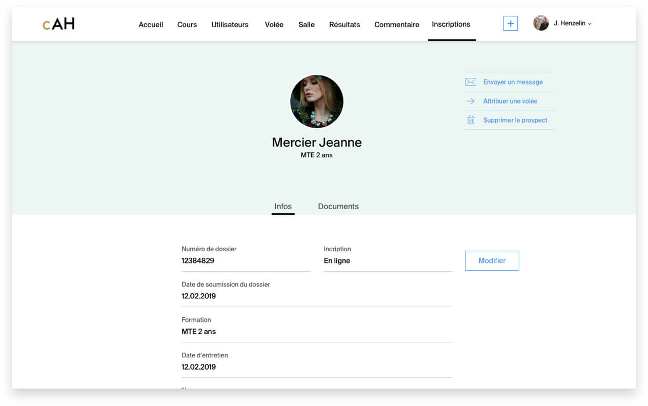 Vue des candidatures en cours